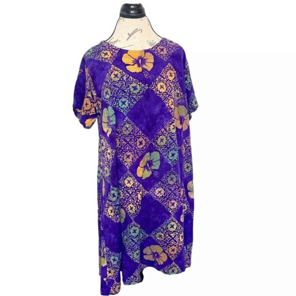 Bali Batiks Hand Painted Dress Size M Hawaiian Artsy Needs Repair Repurposed